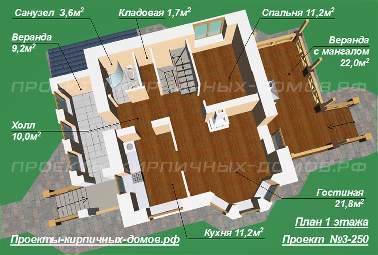 План первого этажа узкого дома